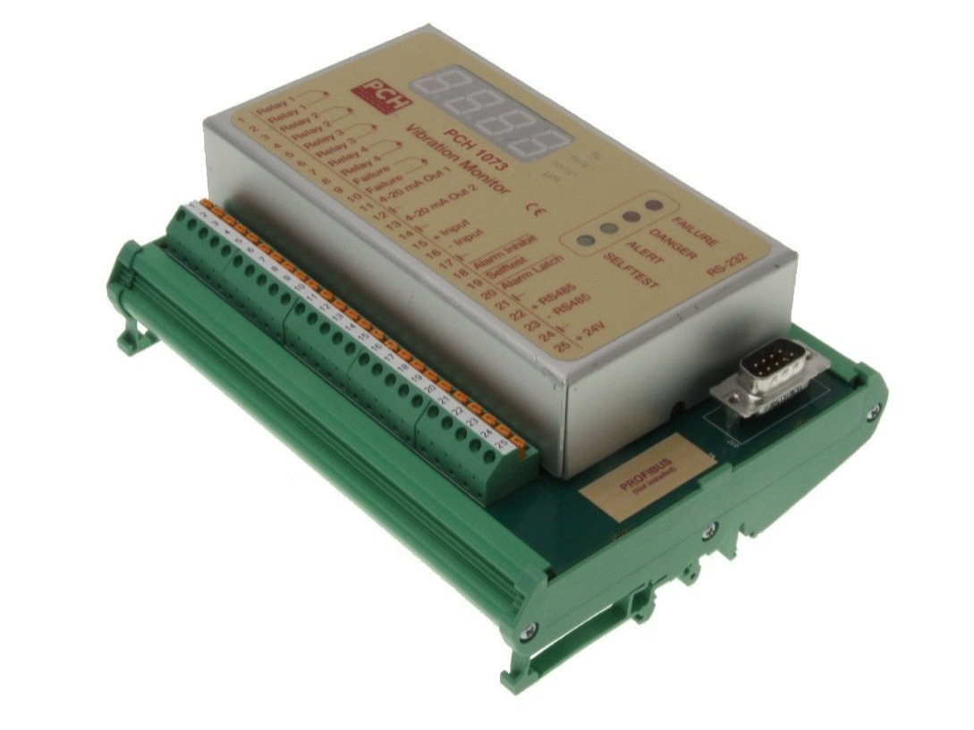 PCH 1073 IoT-ready 1-channel vibration monitor with 4 relays